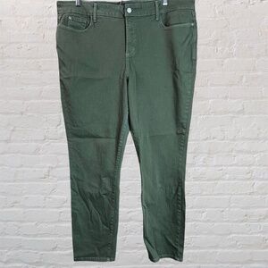 NYDJ Clarissa Ankle Jeans Olive Green Lift Tuck Technology Women's 18 Stretch